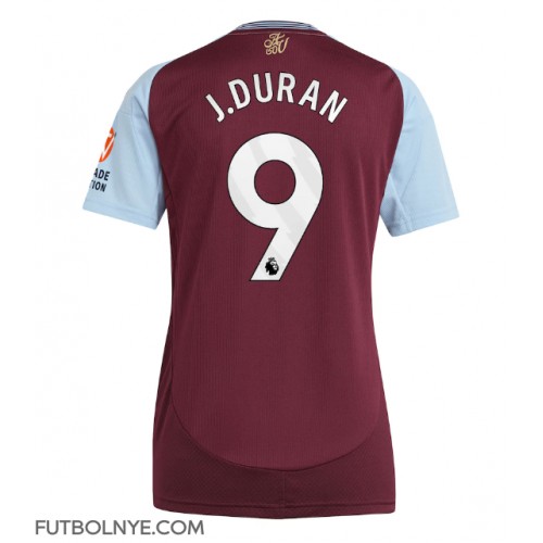 Camiseta Aston Villa Jhon Duran #9 Primera Equipación para mujer 2024-25 manga corta
